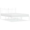 Vidaxl Estructura De Cama De Metal Con Cabecero Blanca 135x190 Cm