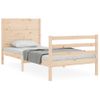 Vidaxl Estructura De Cama Individual Con Cabecero Madera Maciza Marrón