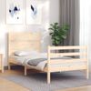 Vidaxl Estructura De Cama Individual Con Cabecero Madera Maciza Marrón