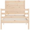 Vidaxl Estructura De Cama Individual Con Cabecero Madera Maciza Marrón