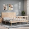 Vidaxl Estructura De Cama De Matrimonio Con Cabecero Madera Maciza Marrón