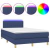 Vidaxl Cama Box Spring Con Colchón Y Luces Led Tela Azul 120x190 Cm