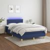 Vidaxl Cama Box Spring Con Colchón Y Luces Led Tela Azul 120x190 Cm