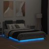 Vidaxl Estructura De Cama Cabecero Luces Led Gris Hormigón 140x190 Cm