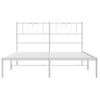 Vidaxl Estructura De Cama Con Cabecero Metal Blanca 140x200 Cm