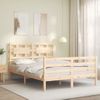 Vidaxl Estructura De Cama Con Cabecero Madera Maciza 140x190 Cm Marrón