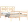 Vidaxl Estructura De Cama Con Cabecero Madera Maciza 140x190 Cm Marrón