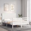 Vidaxl Estructura De Cama Con Cabecero Madera Maciza Blanco 140x190 Cm