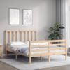 Vidaxl Estructura De Cama Con Cabecero Madera Maciza 140x190 Cm Marrón