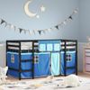 Vidaxl Cama Alta Para Niños Con Cortinas Madera Pino Azul 90x200 Cm