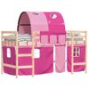 Vidaxl Cama Alta Para Niños Con Túnel Madera Pino Rosa 80x200 Cm