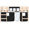 Vidaxl Cama Alta Niños Con Cortinas Madera Pino Blanco Negro 90x190 Cm