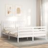 Vidaxl Estructura De Cama Matrimonio Con Cabecero Madera Maciza Blanco