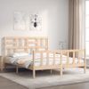 Vidaxl Estructura De Cama Con Cabecero Madera Maciza 160x200 Cm Marrón