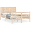 Vidaxl Estructura De Cama Con Cabecero Madera Maciza 140x190 Cm Marrón