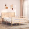 Vidaxl Estructura De Cama Con Cabecero Madera Maciza 140x190 Cm Marrón