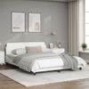 Vidaxl Estructura De Cama Cabecero Cuero Sintético Blanco 160x200 Cm