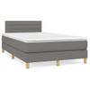 Vidaxl Cama Box Spring Con Colchón Y Led Tela Marrón Oscuro 120x190 Cm Gris