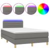 Vidaxl Cama Box Spring Con Colchón Y Led Tela Marrón Oscuro 120x190 Cm Gris