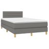 Vidaxl Cama Box Spring Con Colchón Y Led Tela Marrón Oscuro 120x190 Cm Gris