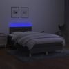 Vidaxl Cama Box Spring Con Colchón Y Led Tela Marrón Oscuro 120x190 Cm Gris