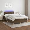 Vidaxl Cama Box Spring Con Colchón Y Led Tela Marrón Oscuro 120x190 Cm