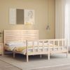 Vidaxl Estructura De Cama De Matrimonio Con Cabecero Madera Maciza Marrón