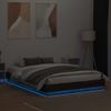 Vidaxl Estructura De Cama Con Luces Led Roble Marrón 150x200 Cm