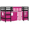 Vidaxl Cama Alta Para Niños Con Cortinas Madera Pino Rosa 90x190 Cm