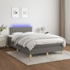 Vidaxl Cama Box Spring Con Colchón Y Led Tela Marrón Oscuro 120x190 Cm Gris