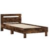 Vidaxl Cama Con Cabecero Madera De Ingeniería Roble Ahumado 100x200 Cm Marrón