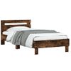 Vidaxl Cama Con Cabecero Madera De Ingeniería Roble Ahumado 100x200 Cm Marrón