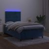 Vidaxl Cama Box Spring Colchón Y Led Terciopelo Azul Oscuro 120x190 Cm