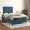 Vidaxl Cama Box Spring Colchón Y Led Terciopelo Azul Oscuro 120x190 Cm