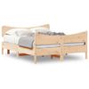 Vidaxl Estructura De Cama Con Cabecero Madera Maciza Pino 140x190 Cm Marrón