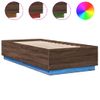 Vidaxl Estructura Cama Con Luces Led Madera Marrón Roble 100x200 Cm