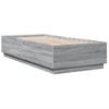 Vidaxl Estructura De Cama Con Luces Led Madera Gris Sonoma 90x200 Cm