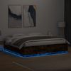 Vidaxl Estructura Cama Con Luces Led Madera Roble Ahumado 180x200 Cm Marrón