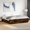 Vidaxl Estructura Cama Con Luces Led Madera Roble Ahumado 180x200 Cm Marrón