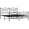 Vidaxl Estructura De Cama Cabecero Y Estribo Metal Negro 160x200 Cm