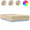 Vidaxl Estructura Cama Con Luces Led Madera Roble Sonoma 150x200 Cm Marrón