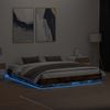 Vidaxl Estructura De Cama Con Luces Led Roble Ahumado 200x200 Cm Marrón