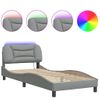 Vidaxl Estructura De Cama Con Luces Led Tela Gris Claro 80x200 Cm