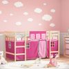 Vidaxl Cama Alta Para Niños Con Cortinas Madera Pino Rosa 90x200 Cm