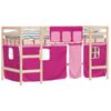 Vidaxl Cama Alta Para Niños Con Cortinas Madera Pino Rosa 90x200 Cm