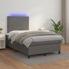 Vidaxl Cama Box Spring Con Colchón Led Cuero Sintético Gris 120x190 Cm