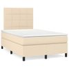 Vidaxl Cama Box Spring Con Colchón Y Luces Led Tela Crema 120x190 Cm