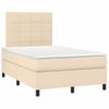 Vidaxl Cama Box Spring Con Colchón Y Luces Led Tela Crema 120x190 Cm