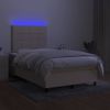 Vidaxl Cama Box Spring Con Colchón Y Luces Led Tela Crema 120x190 Cm