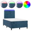 Vidaxl Cama Box Spring Colchón Y Led Terciopelo Azul Oscuro 120x190 Cm